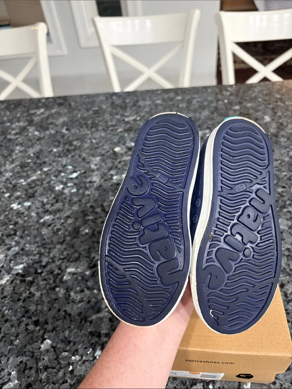 Native Kids Water Shoes in Navy and White Slip-On